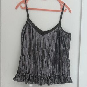 Anthropologie Metallic Sequin Grey Camisole